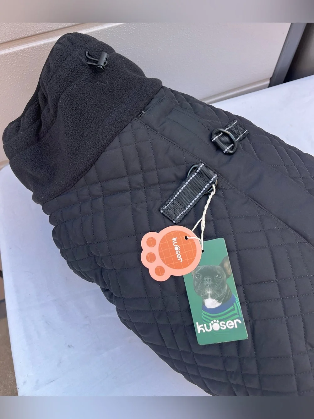 Kuoser Waterproof Dog Coat, Warm Reversible Dog Jacket with Leash Hole Soft Cozy